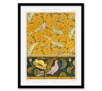 Artery8 Maurice Pillard Verneuil Framed Wall Art Poppy Pigeon & Coral Fish Patterns in Orange | Size: A4 Artery8 Orange A4