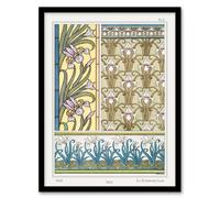 Artery8 Maurice Pillard Verneuil Framed Wall Art Print Iris Floral Patterns in Green | Size: A3 Artery8 Green A3