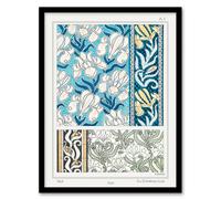 Artery8 Maurice Pillard Verneuil Framed Wall Art Print Iris Flower Ornamental in Blue | Size: A4 Artery8 Blue A4