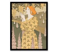Artery8 Maurice Pillard Verneuil Framed Wall Art Print Laburnum & Foxglove in Khaki | Size: A3 Artery8 Khaki A3