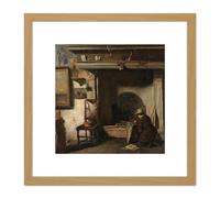 Artery8 Mauve Studio Haarlem Painter Pieter Frederik Van Os 8X8 Inch Square Wooden Framed Wall Art Print Picture with Mount in Light Oak Artery8 Light Oak