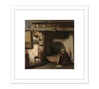 Artery8 Mauve Studio Haarlem Painter Pieter Frederik Van Os 8X8 Inch Square Wooden Framed Wall Art Print Picture with Mount in White Artery8 White