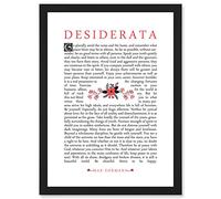 Artery8 Max Ehrmann Typography Quote Desiderata Floral Inspiration A4 Artwork Framed Wall Art Print
