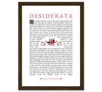 Max Ehrmann Typography Quote Desiderata Floral Inspiration A4 Artwork Framed Wall Art Print Artery8 Brown One Size