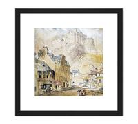Artery8 Mcculloch Edinburgh Castle Foot Vennel Painting 8X8 Inch Square Wooden Framed Wall Art Print Picture with Mount in Black Artery8 Black