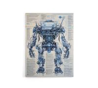 Artery8 Mech War Military Robot Schematic Canvas Wall Art Print in Blue | Size: W24" x H32" Artery8 Blue W24" x H32"