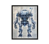 Artery8 Mech War Military Robot Schematic Framed Canvas Wall Art Print in Blue | Size: W24" x H32" Artery8 Blue W24" x H32"