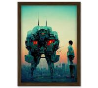 Artery8 Mecha Japan Illustration Sci-Fi Anime Artwork Framed Wall Art Print A4 in Brown Artery8 Brown