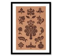 Artery8 Medieval Botanical Pattern GA & MA Audsley Framed Wall Art Print in Pink | Size: A4 Artery8 Pink A4