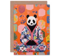 Artery8 Meditating Panda Meditation Yogi Yoga Relax for Wife Her Mum Sister Daughter Mom Gran Nan Birthday Thank You Congratulations Blank Art Greeting Card