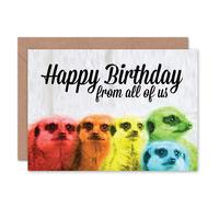 Wee Blue Coo BIRTHDAY HAPPY MEERKAT FAMILY ART GREETINGS GREETING CARD GIFT
