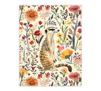 Meerkat in Wild Flower Meadow Watercolour Spring Wall Art Print Artery8 Multi W24 inch x H32 inch