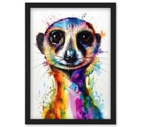 Artery8 Meerkat Splash Paint Watercolour Painting Wall Art Print - A4 Size
