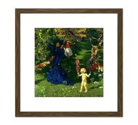 Artery8 Mehoffer Strange Garden Flowers Nature Painting 8X8 Inch Square Wooden Framed Wall Art Print Picture with Mount in Brown Artery8 Brown