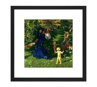 Artery8 Mehoffer Strange Garden Flowers Nature Painting 8X8 Inch Square Wooden Framed Wall Art Print Picture with Mount in Black Artery8 Black