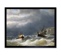Artery8 Meijer Storm Strait Dover Ships Seascape Painting Art Print Framed Poster Wall Decor 12x16 inch