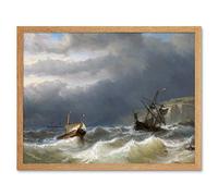 Artery8 Meijer Storm Strait Dover Ships Seascape Painting Art Print Framed Poster Wall Decor 12x16 inch