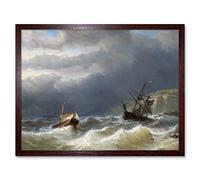 Artery8 Meijer Storm Strait Dover Ships Seascape Painting Art Print Framed Poster Wall Decor 12x16 inch