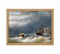 Artery8 Meijer Storm Strait Dover Ships Seascape Painting Artwork Framed Wall Art Print 18X24 Inch