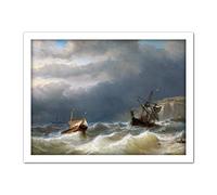 Artery8 Meijer Storm Strait Dover Ships Seascape Painting Artwork Framed Wall Art Print 18X24 Inch