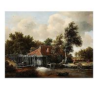 Artery8 Meindert Hobbema Watermill Landscape Art Print Canvas Premium Wall Decor Poster Mural