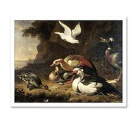 Artery8 Melchior Dhondecoeter Ducks Painting Art Print Framed Poster Wall Decor 12x16 inch