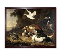Artery8 Melchior Dhondecoeter Ducks Painting Art Print Framed Poster Wall Decor 12x16 inch