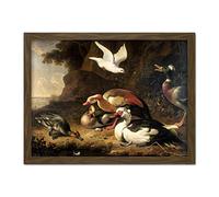 Artery8 Melchior Dhondecoeter Ducks Painting Artwork Framed Wall Art Print 18X24 Inch