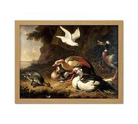 Artery8 Melchior Dhondecoeter Ducks Painting Artwork Framed Wall Art Print 18X24 Inch