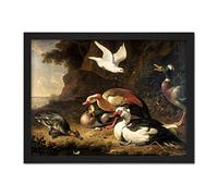 Artery8 Melchior Dhondecoeter Ducks Painting Artwork Framed Wall Art Print 18X24 Inch