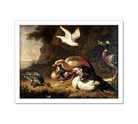 Artery8 Melchior Dhondecoeter Ducks Painting Artwork Framed Wall Art Print 18X24 Inch