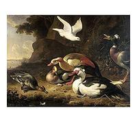 Artery8 Melchior Dhondecoeter Ducks Painting Unframed Wall Art Print Poster Home Decor Premium