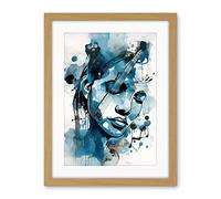 Artery8 Melody Muse a Musician's Vision in Midnight Blue Modern Watercolour Painting Artwork Framed Wall Art Print 18X24 Inch