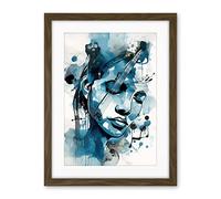 Artery8 Melody Muse a Musician's Vision in Midnight Blue Modern Watercolour Painting Artwork Framed Wall Art Print 18X24 Inch