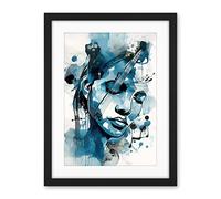Artery8 Melody Muse a Musician's Vision in Midnight Blue Modern Watercolour Painting Artwork Framed Wall Art Print 18X24 Inch
