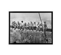 Artery8 Men On Girder Lunch Atop A Skyscraper Photo Framed Canvas Wall Art Print in Grey | Size: W24" x H32" Artery8 Grey W24" x H32"