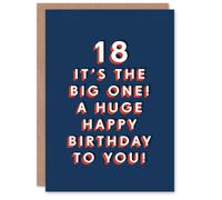 Artery8 Men's Big One Bold Eighteen 18 Year Old Milestone 18th Birthday Card in Dark Blue Artery8 Dark Blue