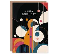 Artery8 Birthday Card Abstract Circles Stripes Geometric Design For Him Man Male Dad Brother Son Papa Grandad Greeting Card