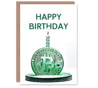 Artery8 Men's Birthday Card Candle Crypto Green Currency For Him Dad Brother Son Papa Grandad Greeting Card Artery8 Green