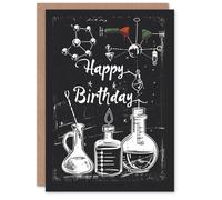 Artery8 Men's Birthday Card Chemistry Set Scientist Chalkboard Geek For Him Dad Brother Son Papa Grandad Greeting Card in Black Artery8 Black