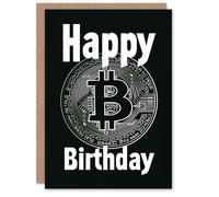 Artery8 Men's Birthday Card Crypto Currency Black Bold Simple Design For Him Dad Brother Son Papa Grandad Greeting Card Artery8 Black
