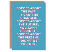 Artery8 Men's Birthday Card Forget Past Future No Present For Him Man Male Dad Brother Son Papa Grandad Funny Greeting Card in Blue Artery8 Blue