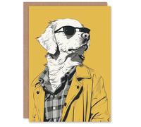 Artery8 Birthday Card Golden Retriever Cool Guy Dog Lover Pet Design For Him Man Male Dad Brother Son Papa Grandad Greeting Card