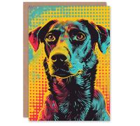 Artery8 Men's Birthday Card Pop Art Dog Bright Summer Colourful Dots For Him Dad Brother Son Papa Grandad Greeting Card in Yellow Artery8 Yellow