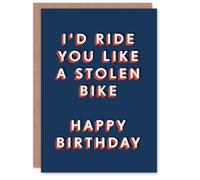 Artery8 Men's Birthday Card Ride Like Stolen Bike For Him Husband Boyfriend Partner Fun Funny Humour Joke Greeting Card in Navy Artery8 Navy