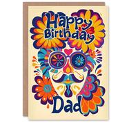 Artery8 Men's Birthday Card Trippy Flower Power Sunglasses Colourful Hippie For Dad Father Greeting Card Artery8 Multicolor