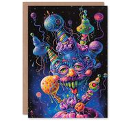 Artery8 Men's Birthday Card Weird Magic Space Creature Abstract For Him Dad Brother Son Papa Grandad Greeting Card in Blue Artery8 Blue