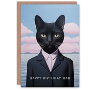 Artery8 Men's Birthday Greeting Card Black Cat Lover Suit For Dad Father in Blue Artery8 Blue