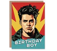 Artery8 Men's Birthday Greeting Card Comic Super Hero Birthday Boy For Him in Yellow Artery8 Yellow