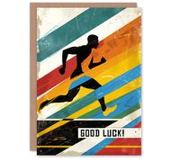 Artery8 Colourful Abstract Geometric Sport Runner Athlete For Him Man Good Luck Card